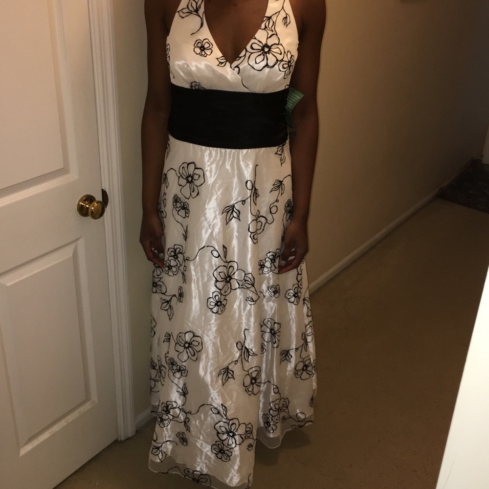 Black and white gown